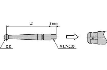 Наконечник d=2mml=36,8mm твердосплавный 129949 Mitutoyo