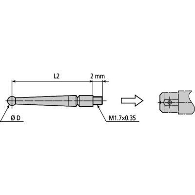 Наконечник d=2mml=36,8mm твердосплавный 129949 Mitutoyo