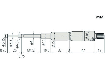 Микрометр канавочный- 25 0,01 146-222 Mitutoyo